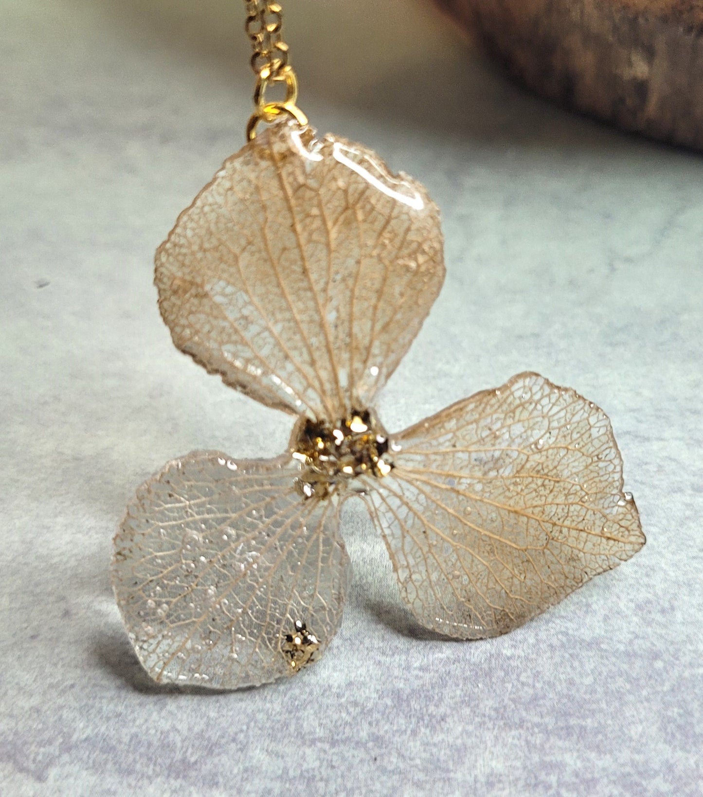 Collier fleur d'hortensia