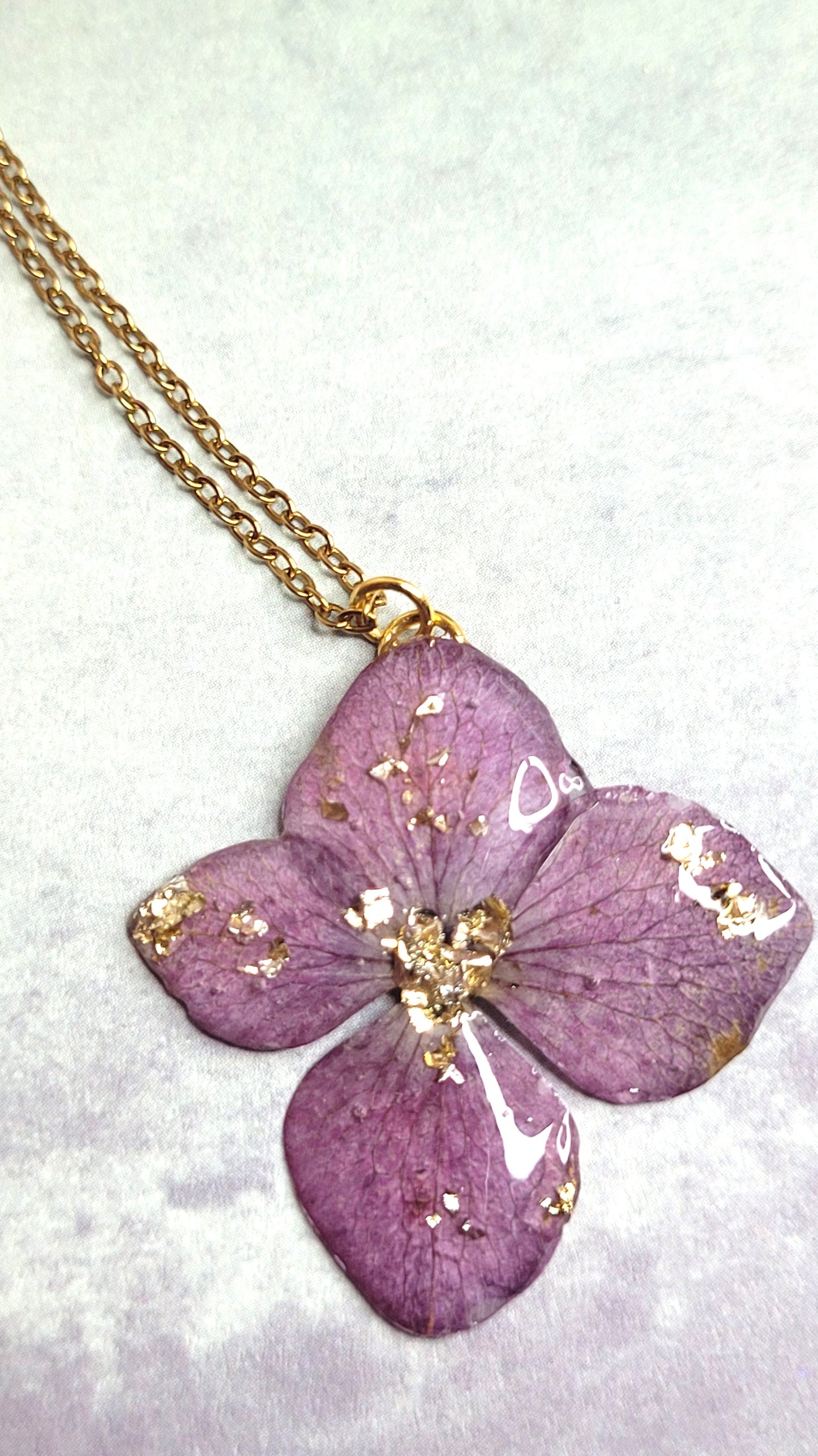 Collier fleur d'hortensia