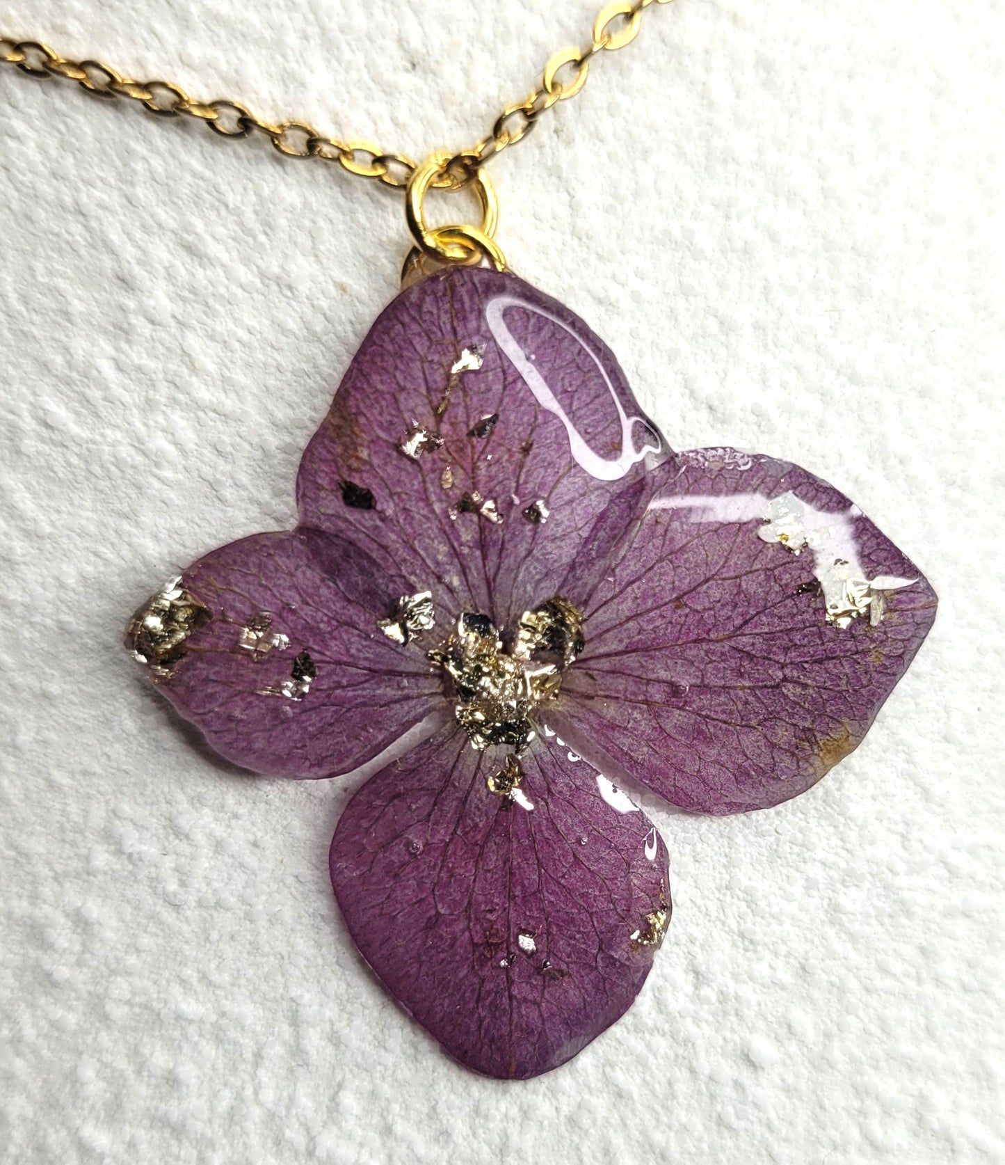 Collier fleur d'hortensia